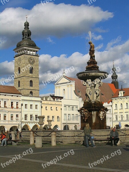 Town Square Fountain Old Historical City Black Tower