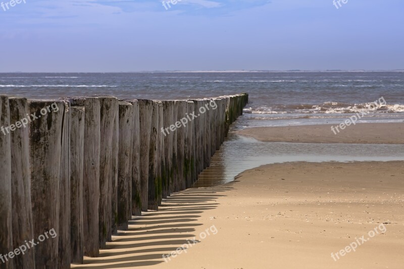 North Sea Water Piles Sea Beach