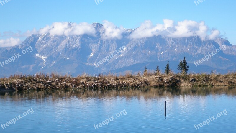 Mountains Reservoir Landscape Calm Oasis Schönwetter