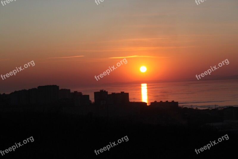 Sunset Evening Sea Vladivostok Free Photos