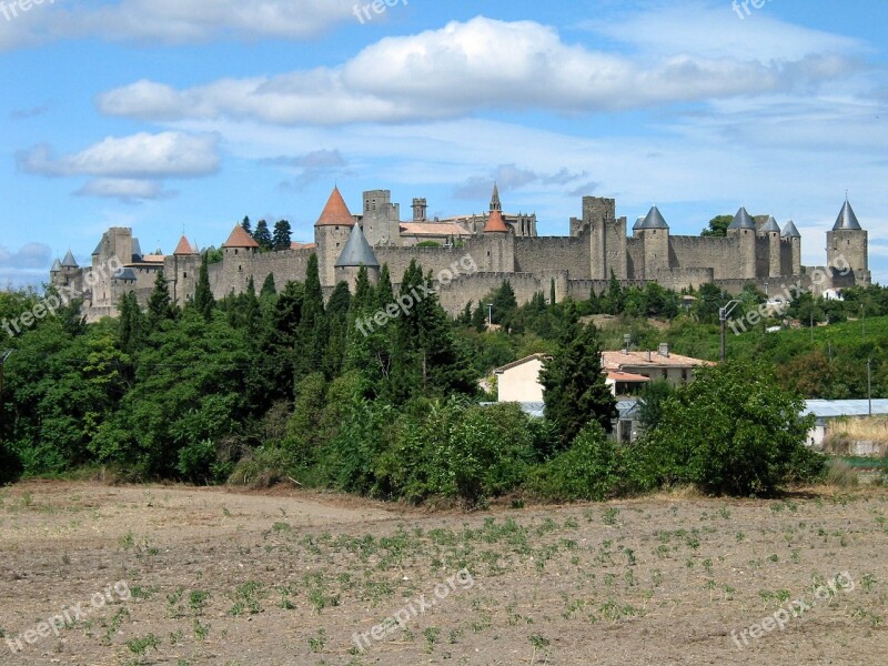 Castle Carcassonne France Fortress Architecture