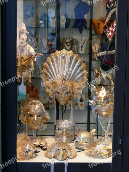 Showcase Masks Carnival Venice Italy