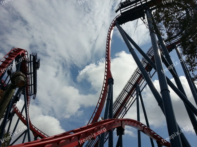 Park Sky Nature Landscape Roller Coaster