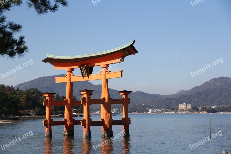 Large Torii Japan Miyajima Free Photos