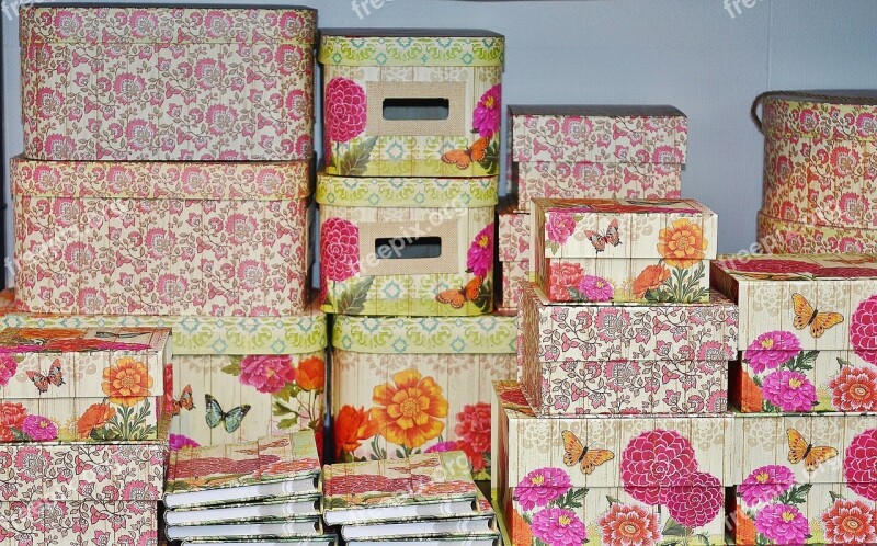 Boxes Books Floral Pattern Design Free Photos