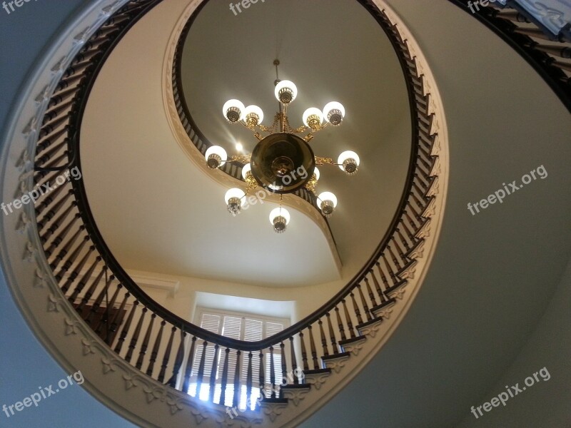 Stairs Chandelier Lights Staircase Decorated