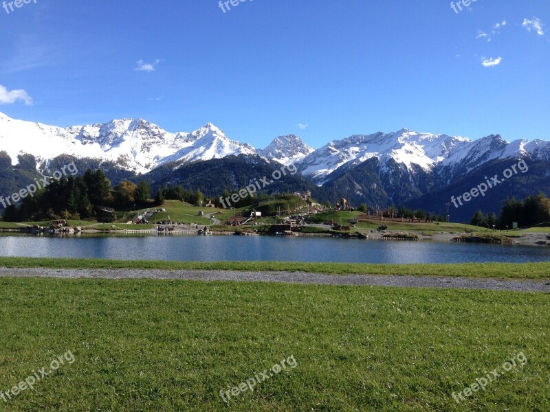 Mountains Lake Snow Autumn Rest