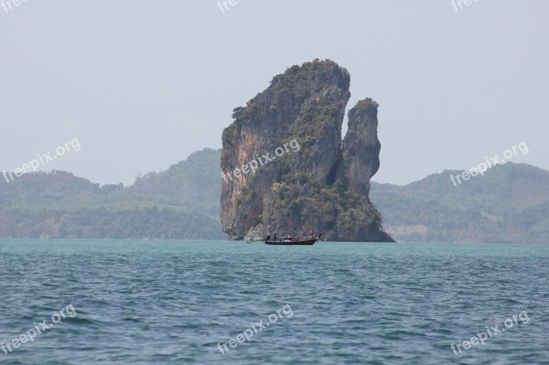 Cliff Mountain Island Sea Water