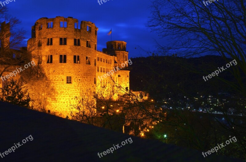 Heidelberg Castle Night Lighting Fortress