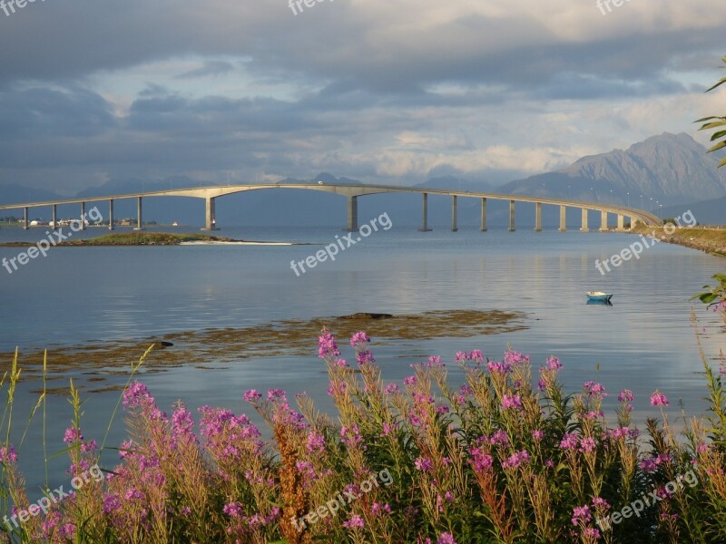 Bridge Landscape Lofoten Norway Free Photos