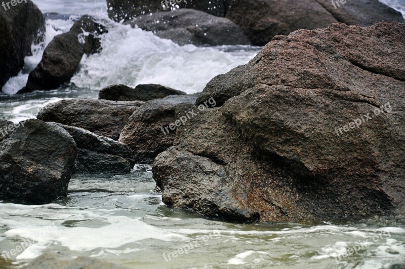 Beach Stone The Waves Free Photos