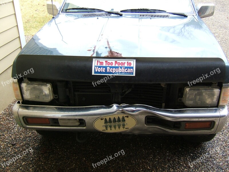 Car Sign Poor Republican Suv