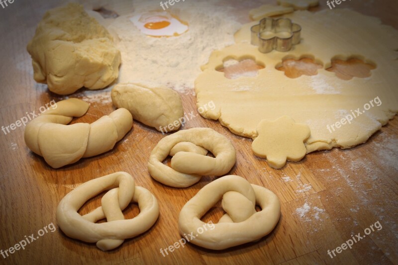 Bake Dough Small Cakes Ingredients Hand Labor