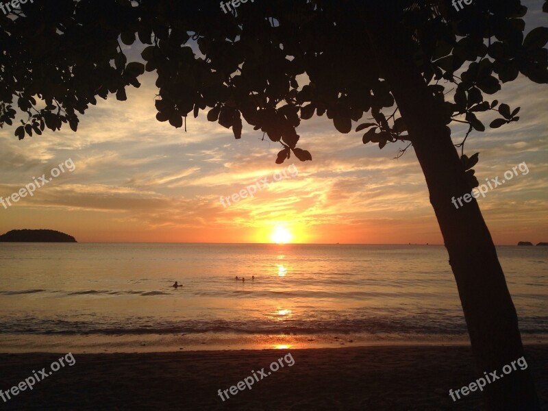 Sunset Beach Ocean Costa Rica Romance