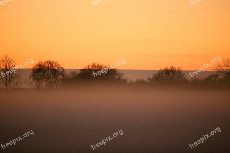 Mist Nature Landscapes Sunset Tree