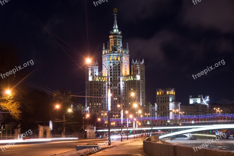 Seven Sisters Night City Moscow Night Lights