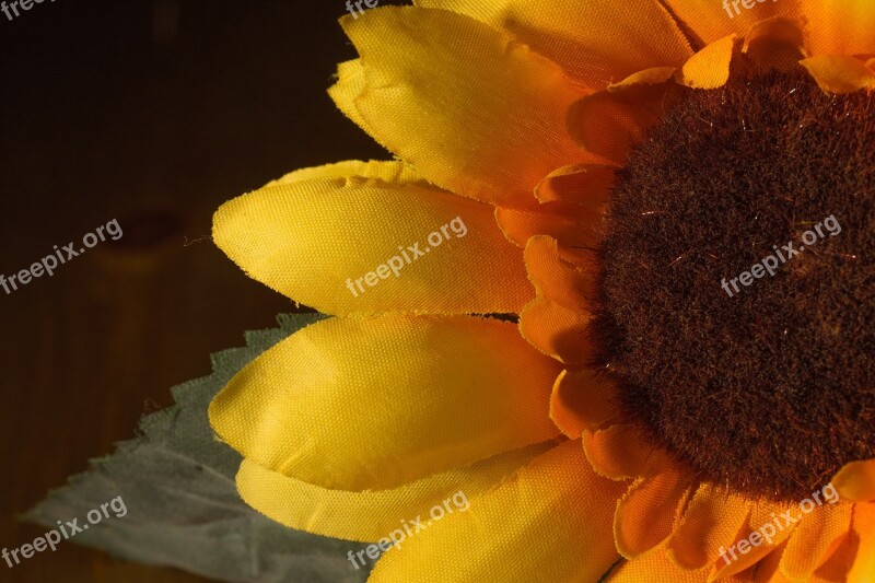 Sunflower Fabric Flower Yellow Orange Macro