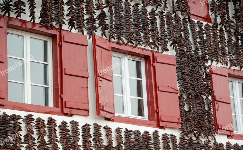 Basque Country Windows Peppers France Shutters