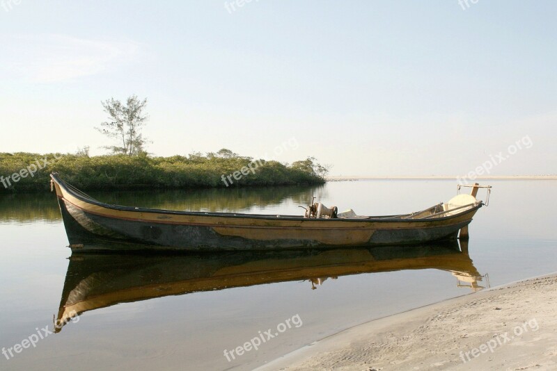 Boat Itapoá Brazil Beach River Left Mirim