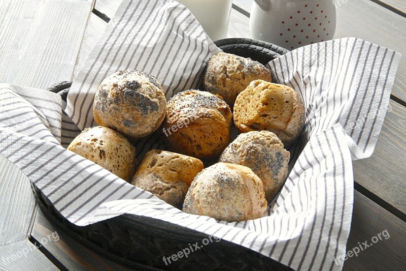 Rolls Buns Long Raised Basket Free Photos