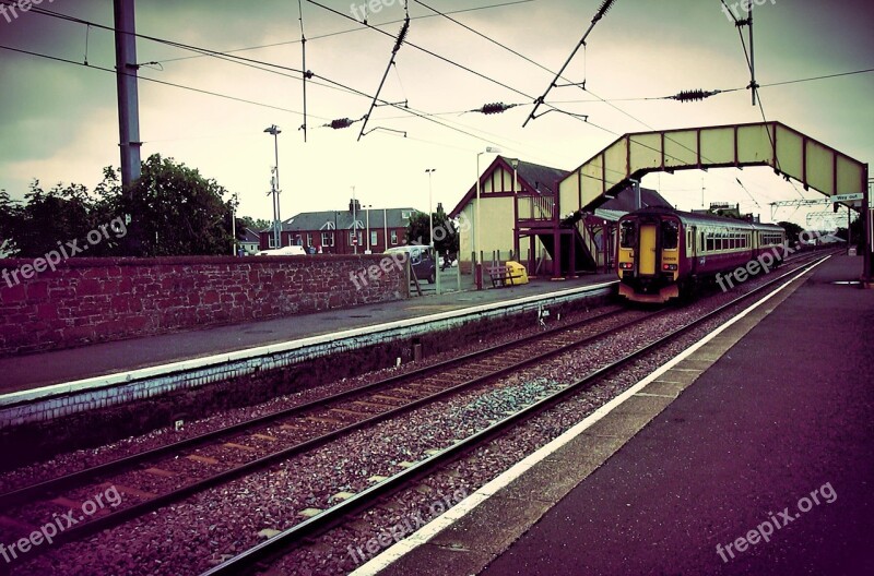 Train Railway Station Platform Railway Track