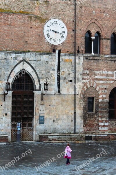 Clock Time Italy Girl Building