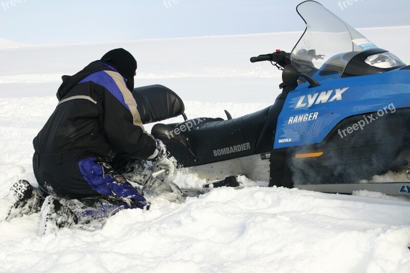 Snowmobile Risk Scooter Excavate Spitsbergen