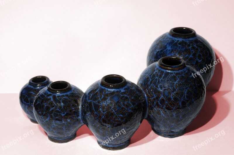 Vase China Five Ceramic Blue