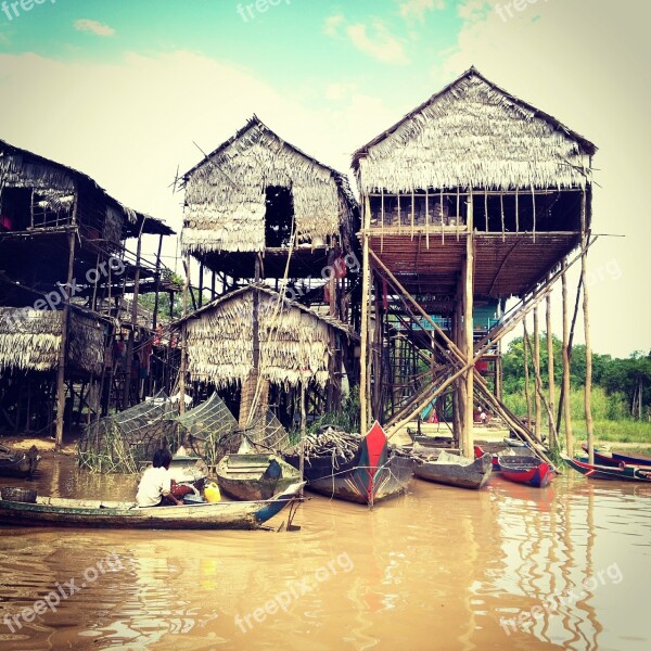 Cambodia Tonle Sap Stilt Free Photos