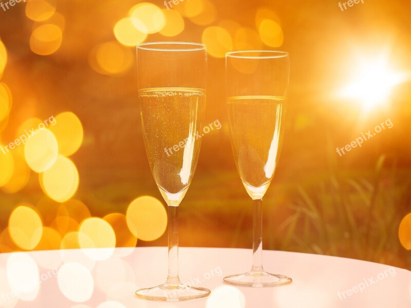 Champagne Champagne Glasses Alcohol Drink Lighting