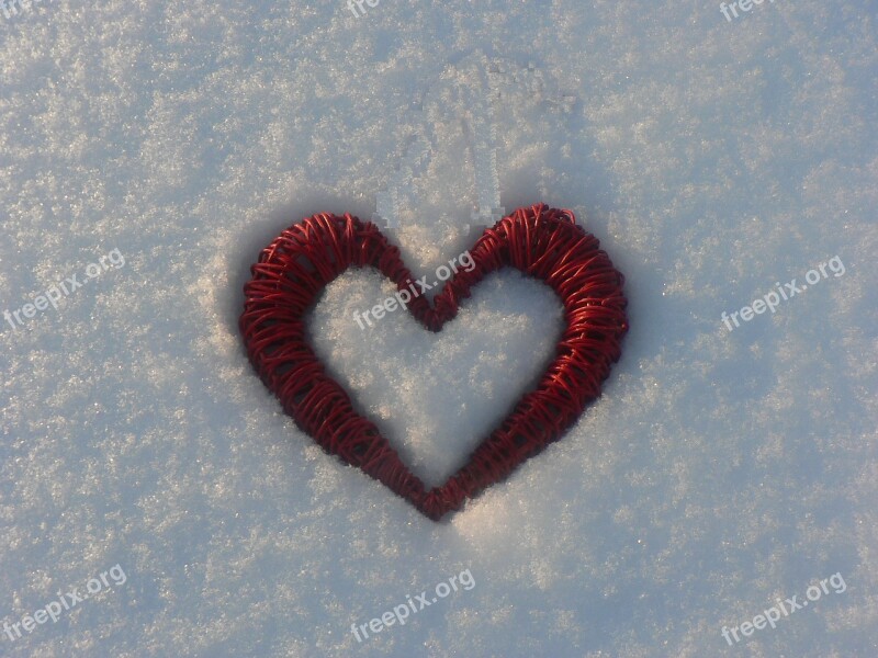 Heart Snow Frost Winter Landscape