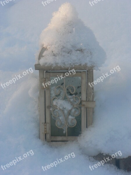 Snow Lantern Frost Cold Winter