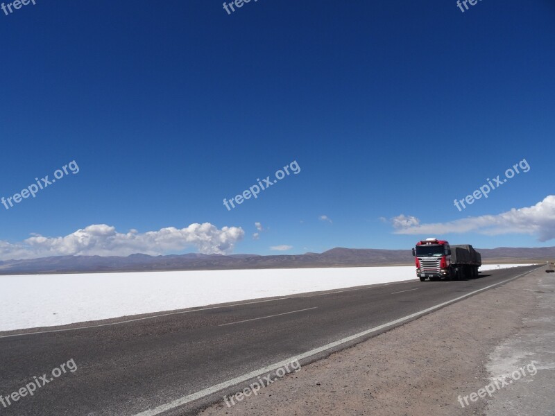 Salt Mines Desert Truck Landscape Salt