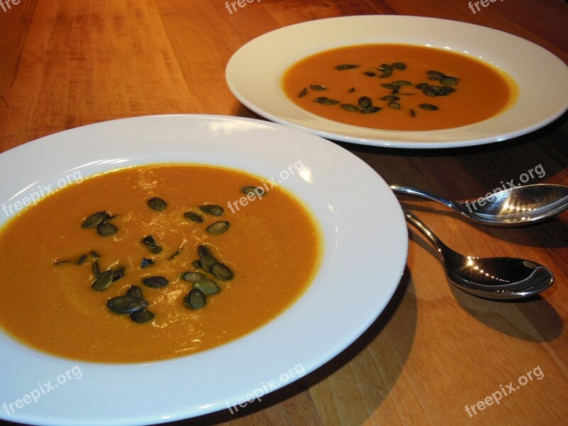 Pumpkin Soup Evening Spoon Warm