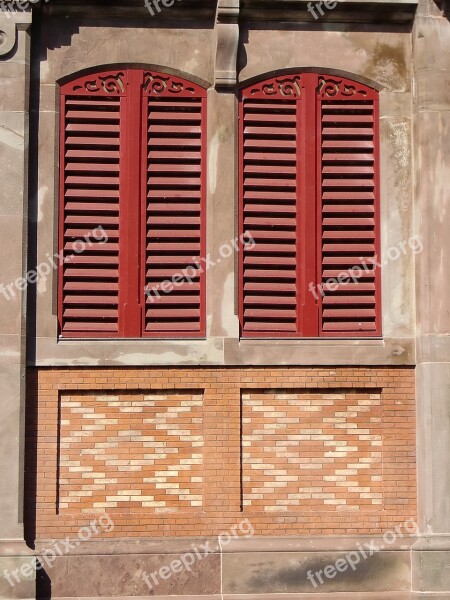 Window Shutters Facade Closed Wooden Shutters