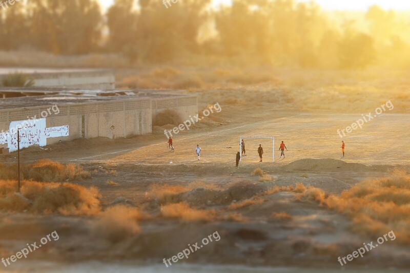 Football Field Sunset Orange Soccer