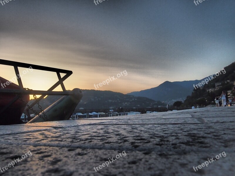 Pedal Boat Sunset Italy Como Lake