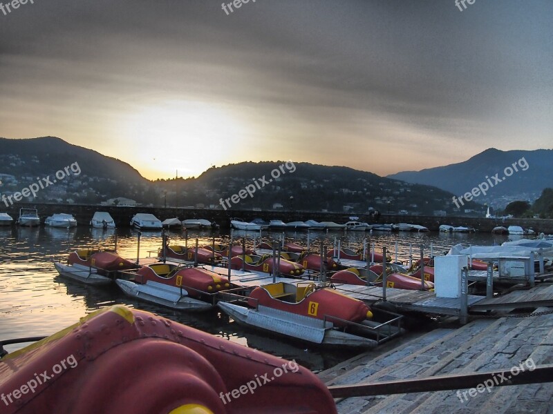 Pedal Boat Sunset Italy Como Lake