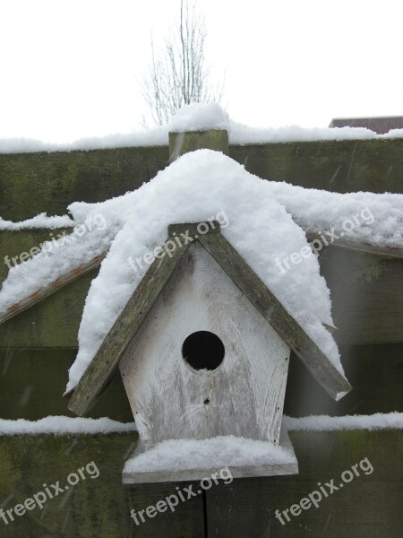 Birdhouse Snow Winter Cold Snowy