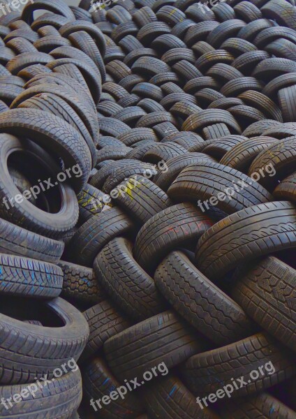 Mature Auto Tires Spare Parts Texture Disposal