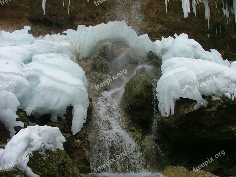 Ice Waterfall Winter January Beech Mountain