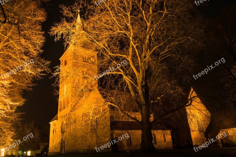 Night Photograph Church Stylish Architecture Building