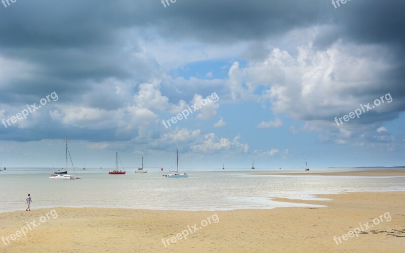 Beach Clouds Sand Sky Ships