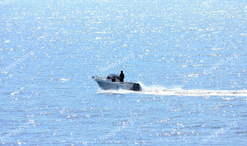 Boat Ocean Water Surface Reflections