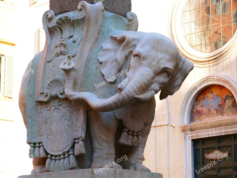 Elephant Bernini Sculpture Stone Figure Rome