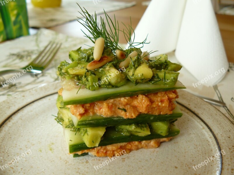 Starter Eat Lasagna Cucumbers Avocado