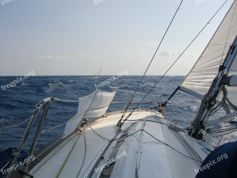 Sailing Boat Sea Wind Wave Sail