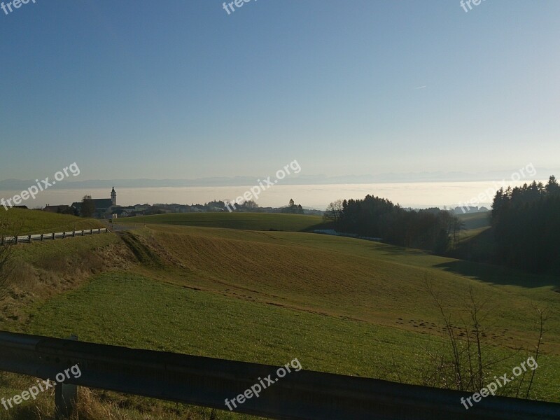 Perg Alpine Foothills Sea Of Fog Autumn View