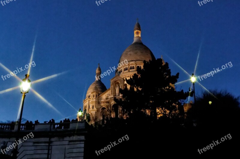 Basilica Sacré-coeur Night Monument Paris