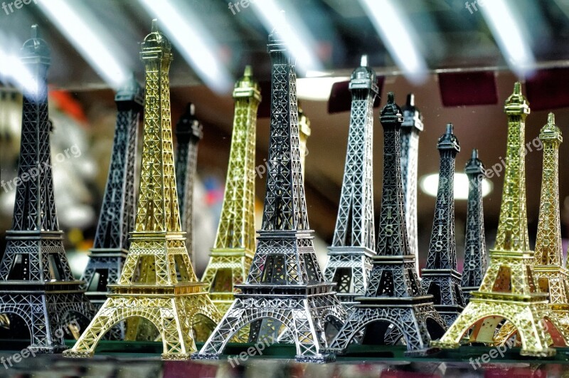 Eiffel Tower Suvenirs Christmas Market Tourist Gold